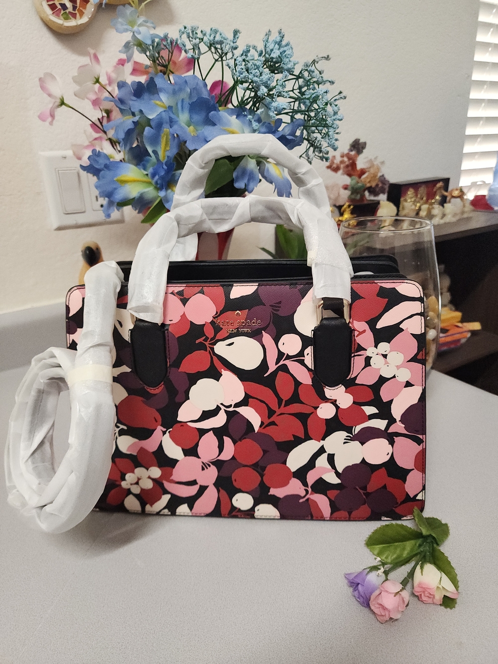 NWT Kate Spade Pink & Red Floral Satchel Bag Medium